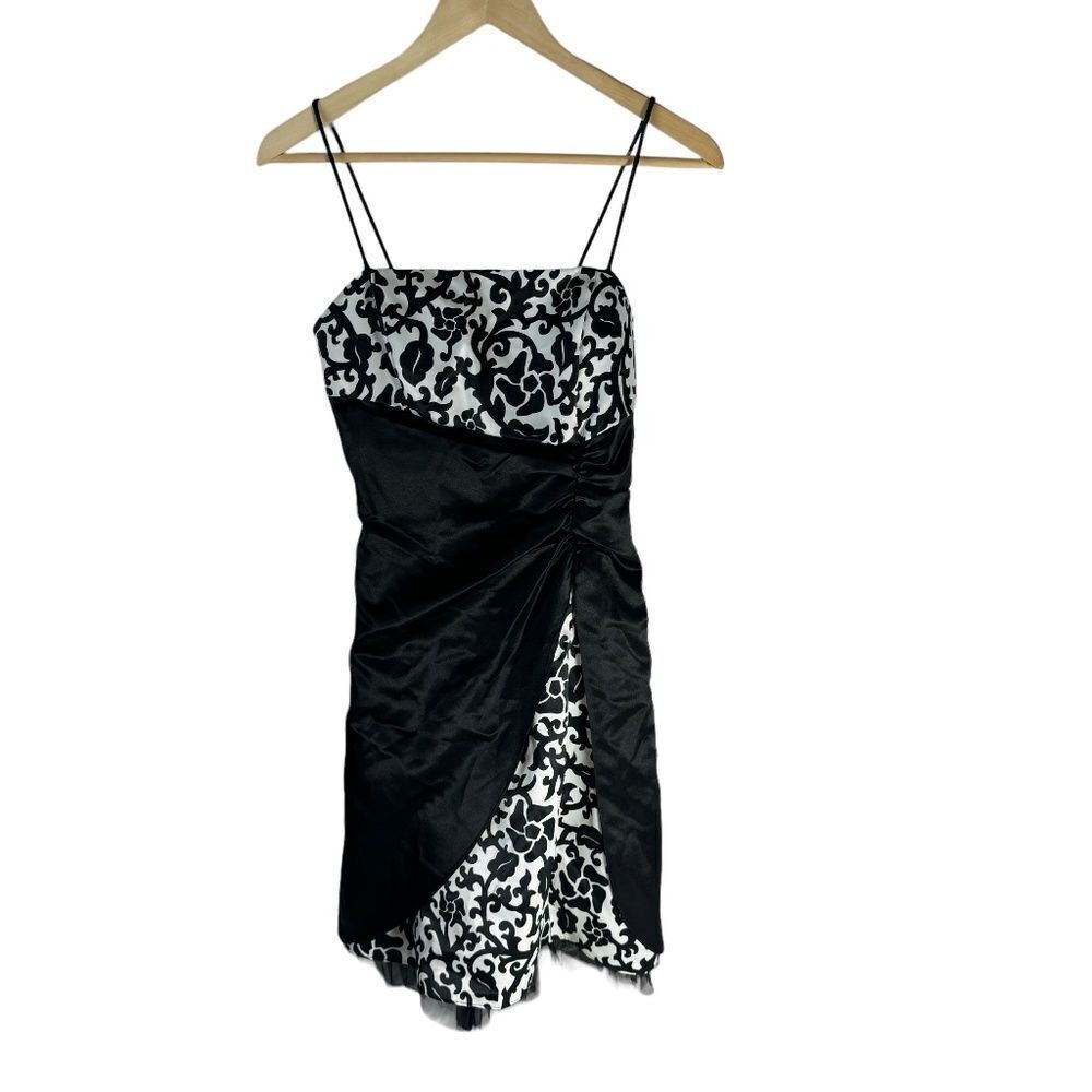Blondie Nites By Linda Burnell Black/White Ruched Cocktail Dress Sz 5/S
